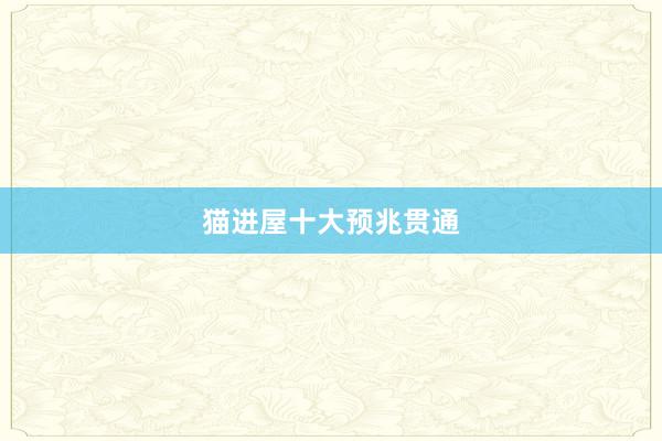 猫进屋十大预兆贯通